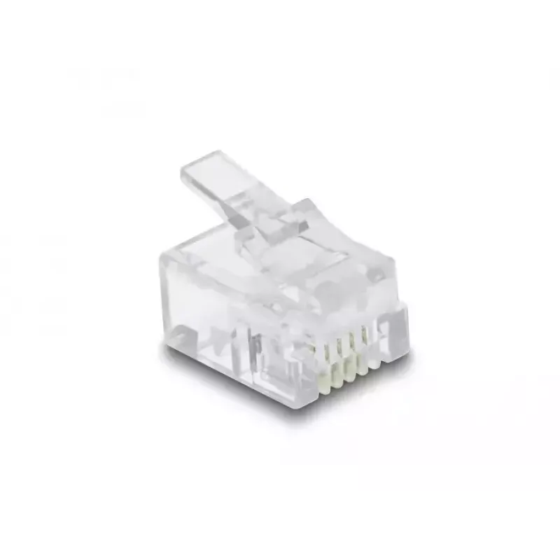 DeLOCK RJ11 modulaarpistik, 100 tk, läbipaistev polükarbonaat