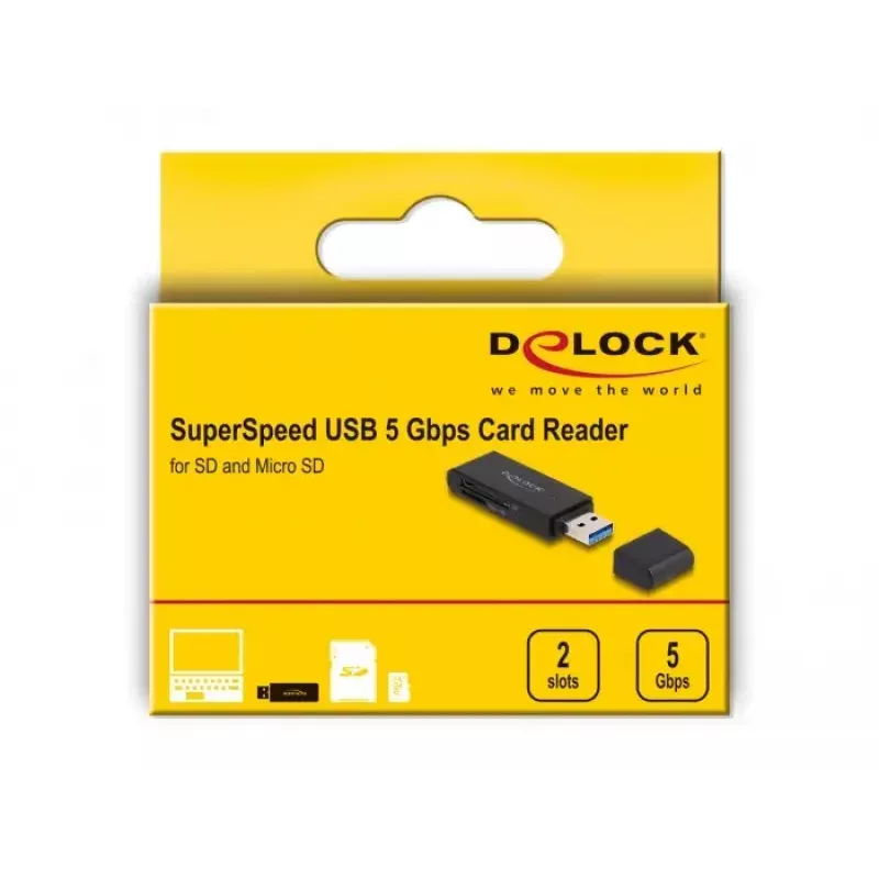 Kaardilugeja DeLOCK 91002 USB Must MicroSD SD SDHC SDXC 5000 Mbit/s
