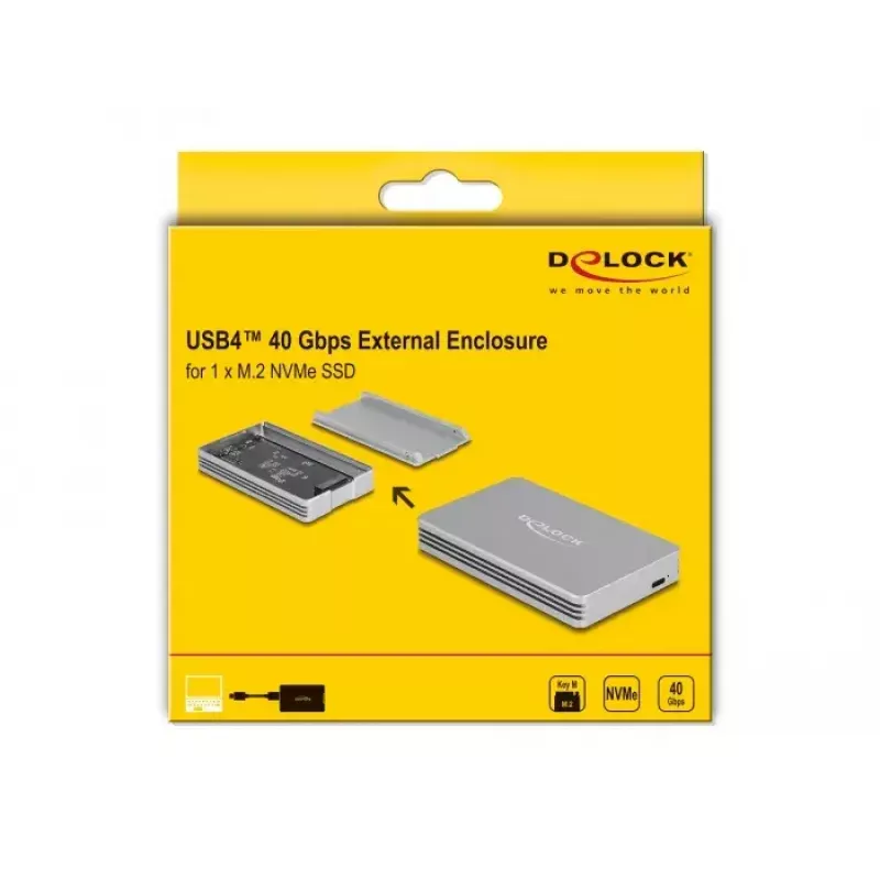 SSD-korpus DeLOCK 42018 hõbedane M.2 40 Gbit/s USB USB-C
