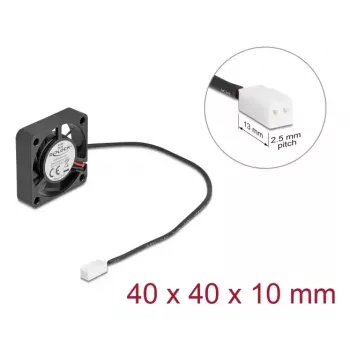 DELOCK arvutikorpuse ventilaator 4 cm (40 x 40 x 10 mm), kuullaager, 0,18 m³/h, 5 V DC, must