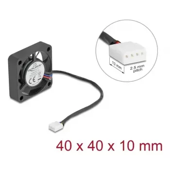 DELOCK 67293 ventilaator 4 cm (40×40×10 mm) 0,18 m³/h kuullaagriga 12 V must