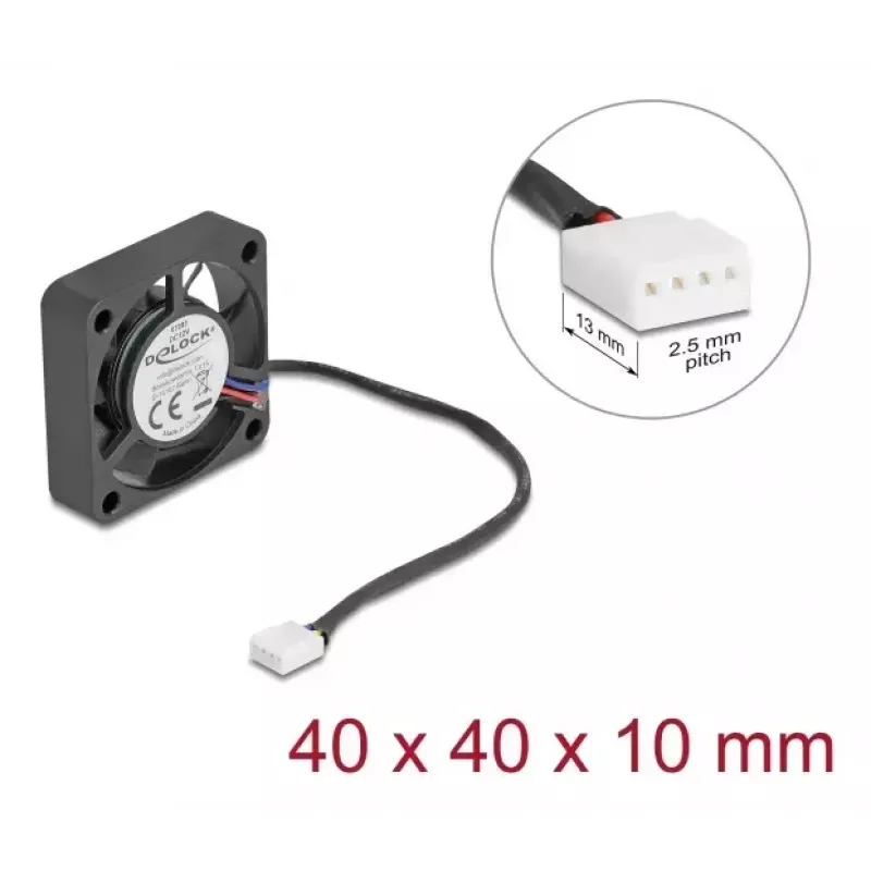DELOCK 67293 ventilaator 4 cm (40×40×10 mm) 0,18 m³/h kuullaagriga 12 V must