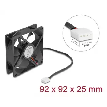 Arvutikorpuse ventilaator DELOCK 67297 92 mm, kuullaager, õhuvool 1,21 m³/h, must