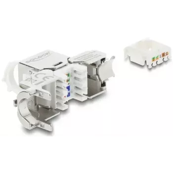 DELOCK keystone-moodul RJ45 pistikupesa LSA-le Cat.8.1 varjestatud lukustusklambri ja tolmukattega