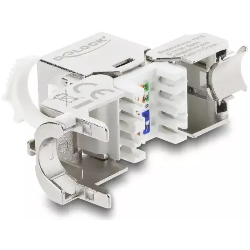 DELOCK keystone-moodul RJ45 pistikupesa LSA-le Cat.8.1 varjestatud lukustusklambri ja tolmukattega