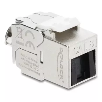 DELOCK keystone-moodul RJ45 pistikupesa LSA-le Cat.8.1 varjestatud lukustusklambri ja tolmukattega