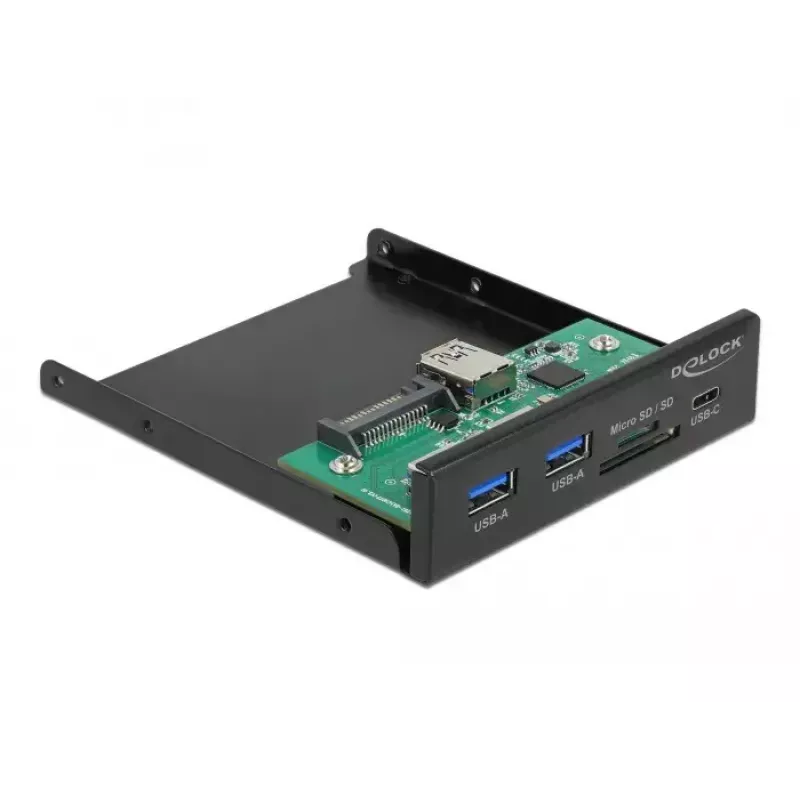 DeLOCK esipaneel 3,5 tolline USB 5 Gbps 1 x USB USB-C + 2 x USB Type-A + SD ja Micro SD pesa