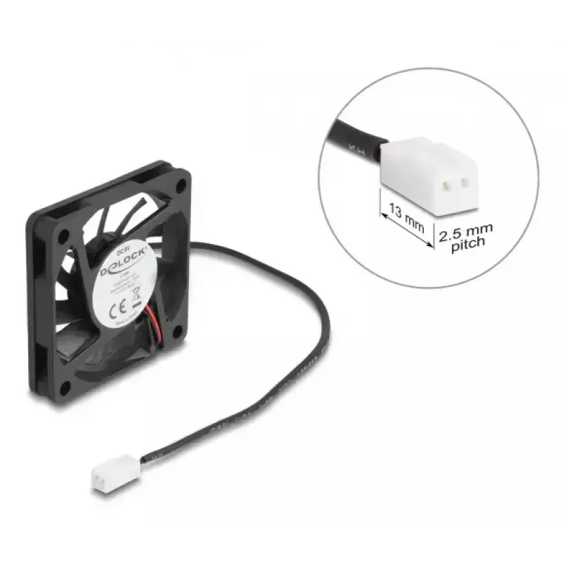 Arvutikorpuse ventilaator DELOCK 67288 — 60 mm, kuullaager, 5 V, õhuvool 0,38 m³/h, must, 1 tk