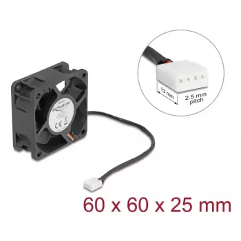 DELOCK Arvutikorpuse ventilaator 6 cm (60x60x25 mm) 12 V DC, kuullaager, must