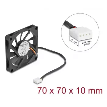 Arvutikorpuse ventilaator DELOCK 67315 — 70 mm kuullaager, 0,42 m³/h, must