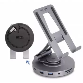 DeLOCK tahvelarvuti ja sülearvuti dokkimisalus 4K HDMI USB-jaotur SD Micro SD PD 3.0