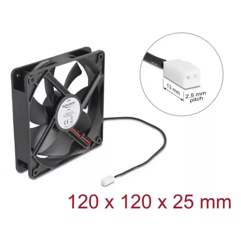DELOCK 67292 arvutikorpuse ventilaator 120 mm must, kuullaager, 5 V alalisvool, õhuvool 1,73 m³/h