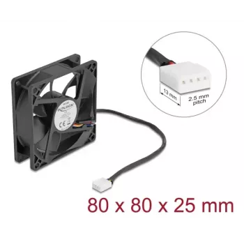 Arvutikorpuse ventilaator DELOCK 67296 — 80 mm, kuullaager, 0,97 m³/h, must