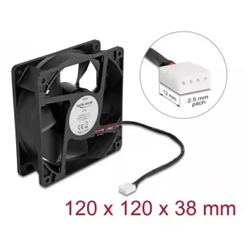 Ventilaator DELOCK 67298 120 mm Must 12 cm Kuullaager 12 V DC 3,53 m³/h