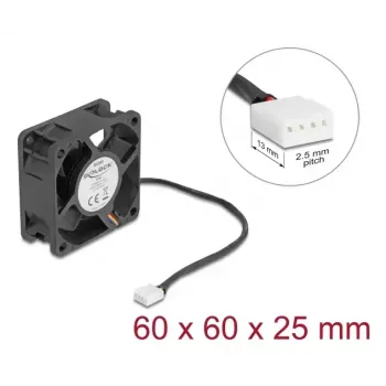 Arvuti korpuse ventilaator DELOCK 67300 — 60 mm aksiaalventilaator, 24 V, kuullaager, must