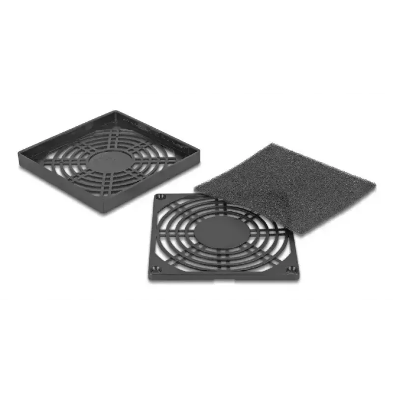 Ventilaatorivõre DELOCK 67312, ABS must, 96,5×96,5 mm, kinnitusava muster 92,5×92,5 mm