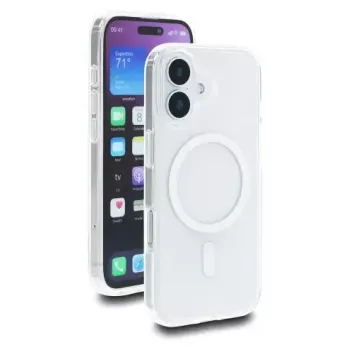 DELOCKi kaitseümbris iPhone 17-le — kate, MagSafe-ühilduv, läbipaistev valge, sobib kuni 16 cm (6,3 tolli) ekraanile