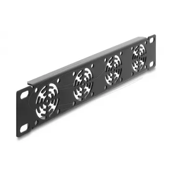 Kateplaat DELOCK 67430 4 sisseehitatud 40×40 mm ventilaatoriga, metallkorpus, tumehall, 1U