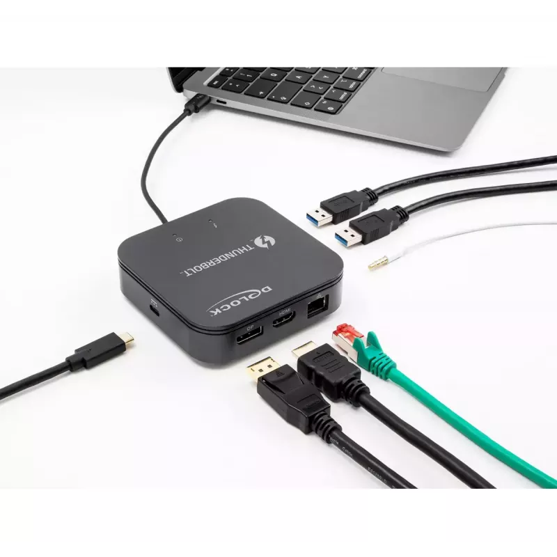 DeLOCK Thunderbolt 3 Mini dokkimisjaam 8K DisplayPort HDMI USB LAN Audio PD 3.0