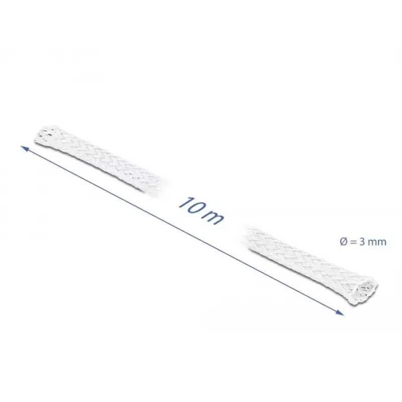Põimitud kaitsesukk DeLOCK 20692 10 m x 3 mm valge