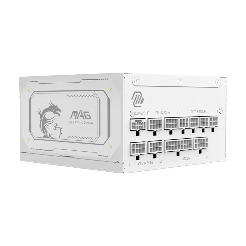 Toiteplokk MSI MAG A1000GL PCIE5 Valge 1000 W ATX 24-kontaktiline, 80 PLUS Gold, 135 mm ventilaator