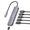 EQUIP USB-C 6‑in‑1 Multifunctional Adapter — HDMI 4K/60Hz, 4× USB‑C Gen2 (10Gbps), 100W PD, 0.25 m kaabel, hall