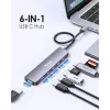 EQUIP USB-C 6‑in‑1 Multifunctional Adapter — HDMI 4K/60Hz, 4× USB‑C Gen2 (10Gbps), 100W PD, 0.25 m kaabel, hall