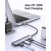 EQUIP USB-C 6‑in‑1 Multifunctional Adapter — HDMI 4K/60Hz, 4× USB‑C Gen2 (10Gbps), 100W PD, 0.25 m kaabel, hall