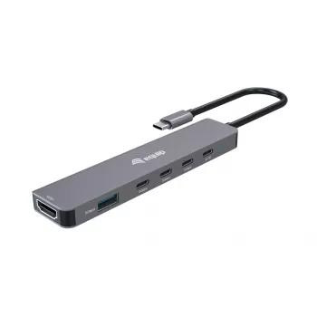 Equip USB-C 6-in-1 multifunktsionaalne adapter, HDMI 4K/30Hz, USB-C x 4, USB-A x 1, 5Gbps, 100W USB PD