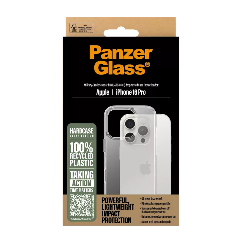 PanzerGlass ® HardCase Transparent iPhone 16 Pro, kate, Apple, Apple - iPhone 16 Pro, läbipaistev