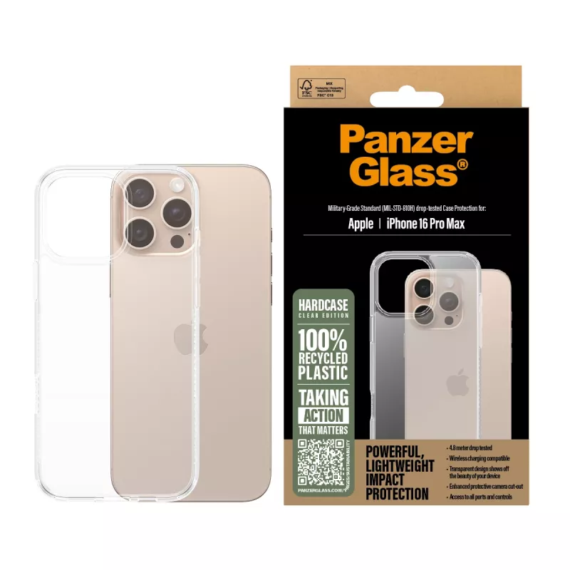 PanzerGlass ® HardCase Läbipaistev iPhone 16 Pro Max, kate, Apple, Apple - iPhone 16 Pro Max, läbipaistev