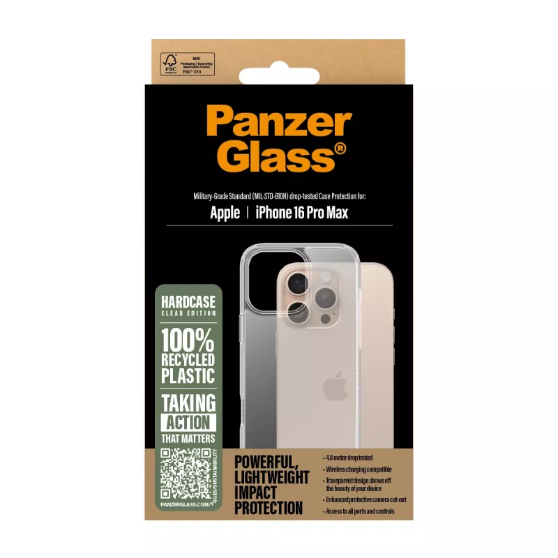 PanzerGlass ® HardCase Läbipaistev iPhone 16 Pro Max, kate, Apple, Apple - iPhone 16 Pro Max, läbipaistev