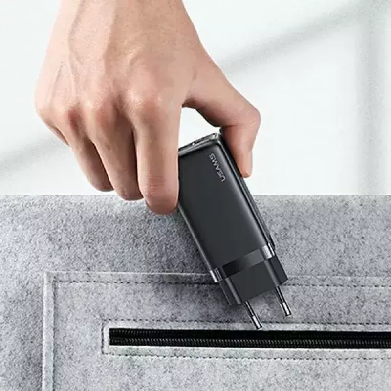 Laadija usams T47 USB / USB‑C 65W PD kiirlaadimine — 65 W USB Power Delivery, USB-A + USB-C pordid