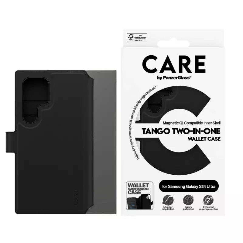 PanzerGlass CARE Feature Case Tango Two-in-One Wallet telefonikate, ühildub Samsung Galaxy S24 Ultra, läbipaistev