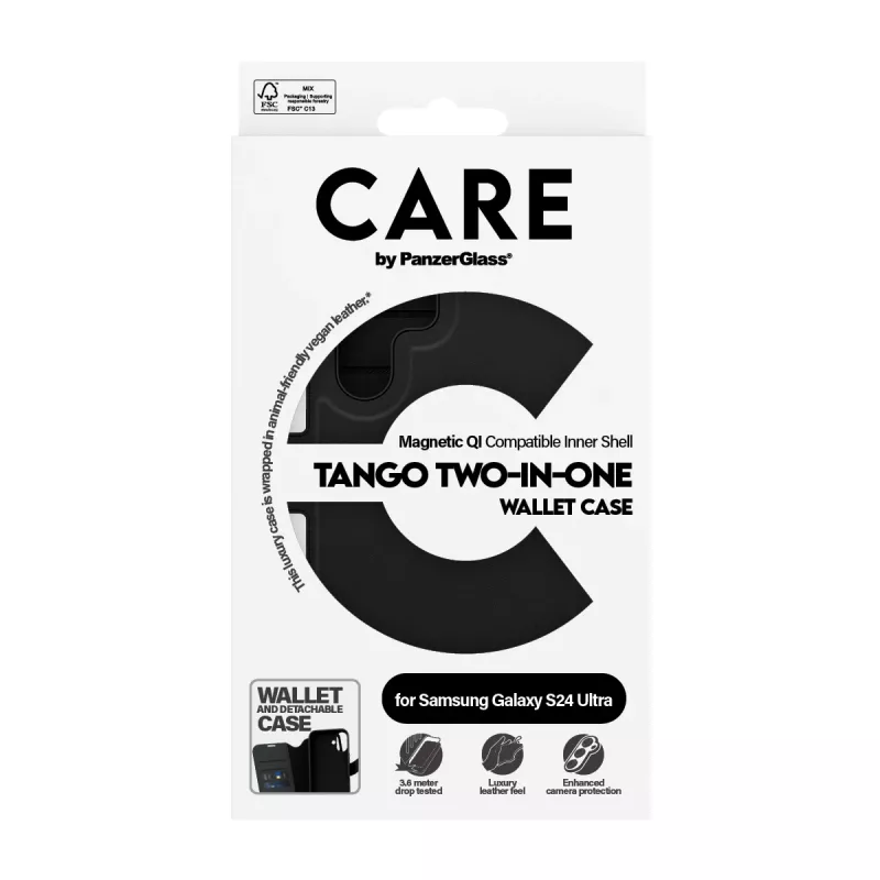 PanzerGlass CARE Feature Case Tango Two-in-One Wallet telefonikate, ühildub Samsung Galaxy S24 Ultra, läbipaistev