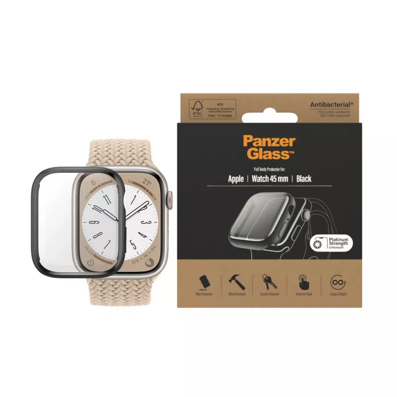 PanzerGlass ® Full body ümbris Apple Watch Series 9 | 8 | 7 | 45mm | Must