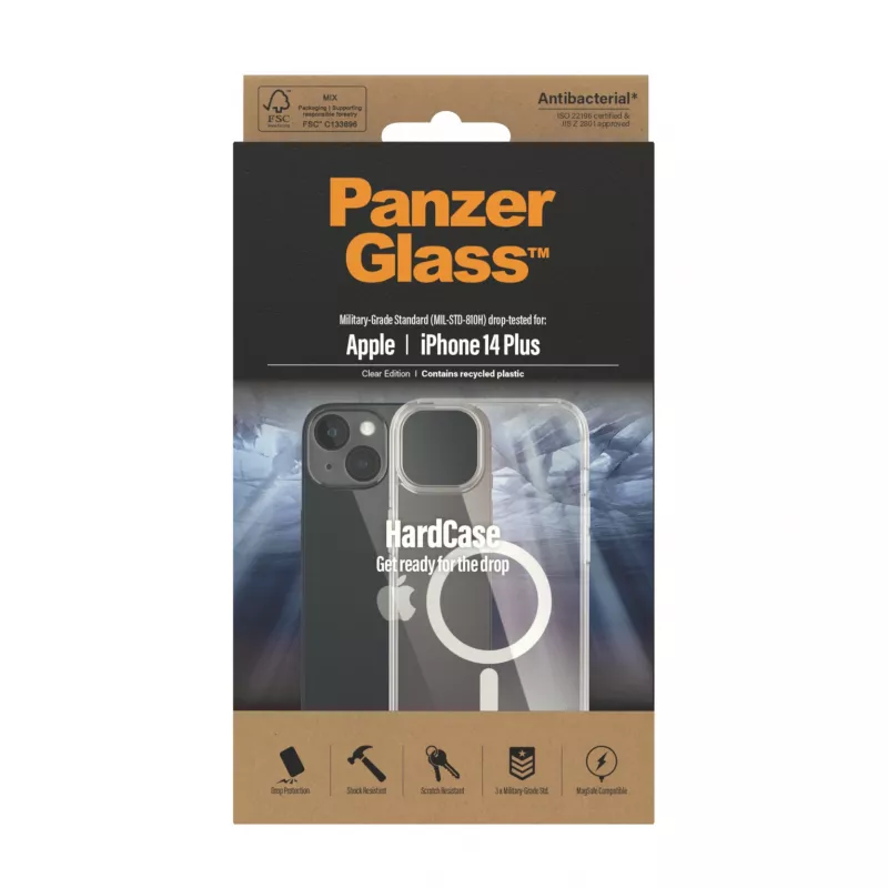 PanzerGlass ® HardCase läbipaistev valge MagSafe'iga iPhone 14 Plus