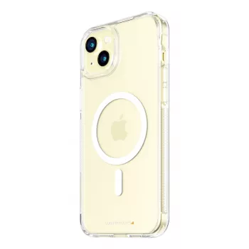 Kaitsev HardCase MagSafe telefoniümbris PanzerGlass iPhone 15 Plus jaoks — läbipaistev taaskasutatud plast, sobib 6,69-tollisele ekraanile