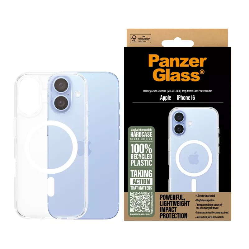 Cover PanzerGlass HardCase Transparent w. Valge MagSafe iPhone '24 6.1 inch