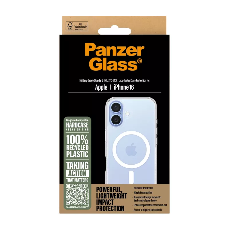 Cover PanzerGlass HardCase Transparent w. Valge MagSafe iPhone '24 6.1 inch