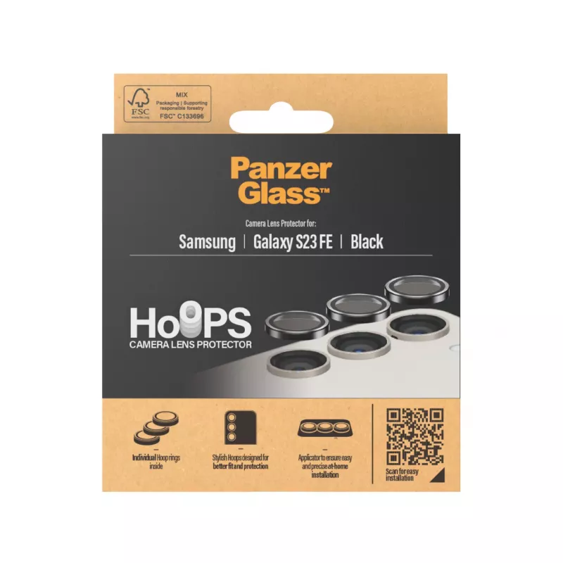 PanzerGlass Hoops kaamera objektiivi kaitsja Samsung Galaxy S23 FE must kriimustus- ja löögikindel