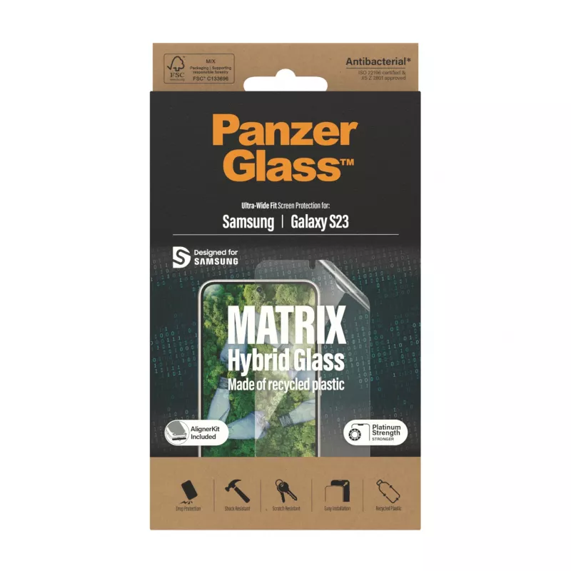 PanzerGlass ® ECO MATRIX ekraanikaitse Samsung Galaxy S23 | Ülilailiibuv koos AlignerKit'iga
