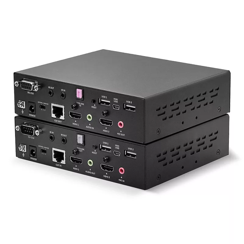 Lindy 100m Cat.6 kahe peaga HDMI, USB ja RS-232 pikendaja, saatja ja vastuvõtja, juhtmega, 100 m, Cat6, 1920 x 1080 pikslit, must