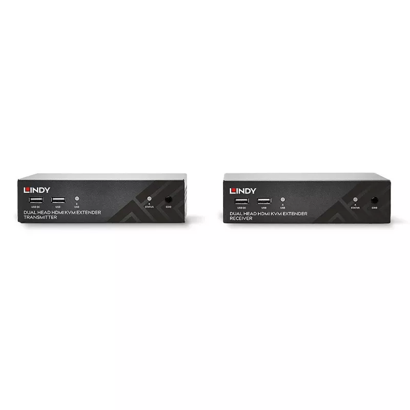 Lindy 100m Cat.6 kahe peaga HDMI, USB ja RS-232 pikendaja, saatja ja vastuvõtja, juhtmega, 100 m, Cat6, 1920 x 1080 pikslit, must