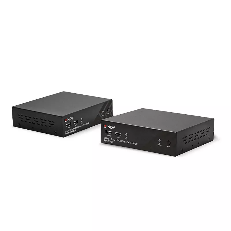 Lindy 100m Cat.6 kahe peaga HDMI, USB ja RS-232 pikendaja, saatja ja vastuvõtja, juhtmega, 100 m, Cat6, 1920 x 1080 pikslit, must