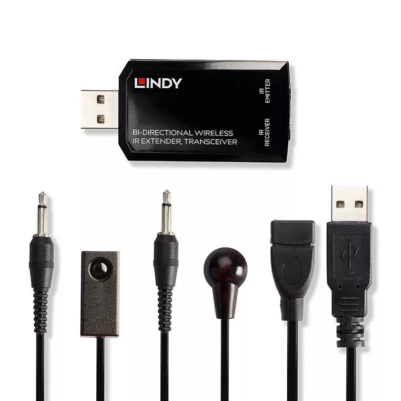 Lindy kahesuunaline juhtmevaba IR-pikendaja, transiiver, AV-saatja ja transiiver, 150 m, juhtmega, must