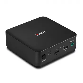 Lindy 2 pordi Type C, DisplayPort 1.2 KVM-lüliti, 3840 x 2160 pikslit, 4K Ultra HD, hall