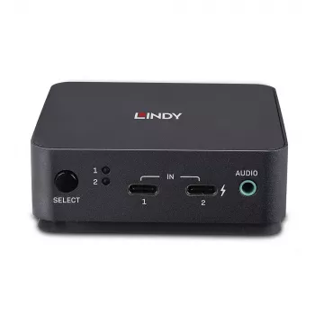 Lindy 2 pordi Type C, DisplayPort 1.2 KVM-lüliti, 3840 x 2160 pikslit, 4K Ultra HD, hall