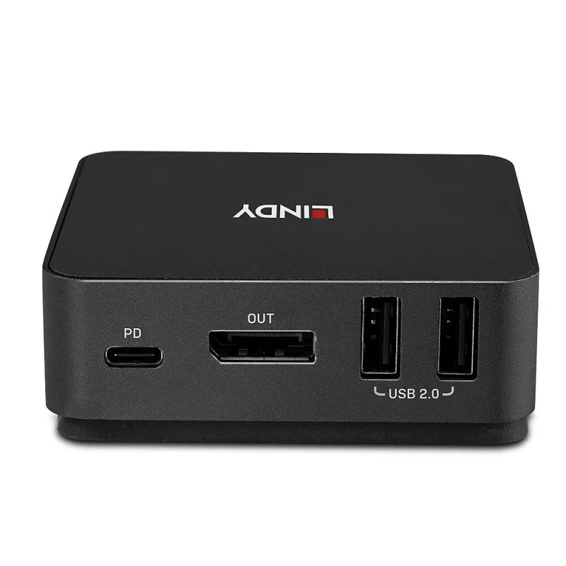 Lindy 2 pordi Type C, DisplayPort 1.2 KVM-lüliti, 3840 x 2160 pikslit, 4K Ultra HD, hall