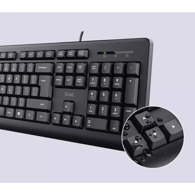 Trust TKM-250 klaviatuur Hiir kaasas Kontor USB QWERTZ Saksa Must